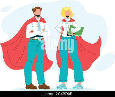 Bravoure Superheroes courage Homme et Femme vecteur Illustration de Vecteur