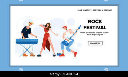 Rock Festival concert Event Play Music Band Vector Illustration de Vecteur