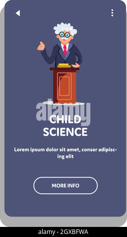 Professeur d'enseignement des sciences de l'enfant sur Tribune Vector Illustration de Vecteur