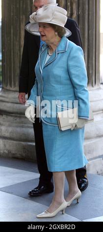 Arrivée de l'ancienne première ministre britannique Margaret Thatcher. Banque D'Images
