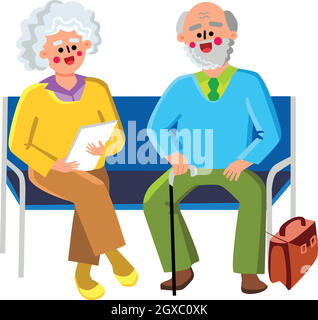 Salle d'attente asseyez-vous sur des chaises personnes âgées Vector Illustration de Vecteur