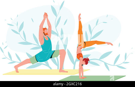 Jeunes dans Sportswear pratiquant le yoga vecteur Illustration de Vecteur