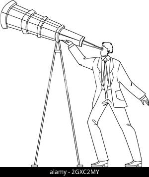 Homme d'affaires visionnaire qui s'intéresse à l'illustration Spyglass Vector Illustration de Vecteur