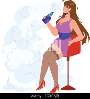 Vecteur de cigarette électronique VAPE Girl Smoking Illustration de Vecteur