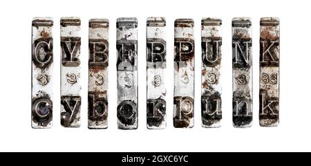 vieux casse-têtes de machines à écrire vintage avec le mot cyberpunk Banque D'Images