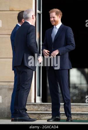 Le Prince Harry, duc de Sussex, patron de la Rugby football League, accueille la coupe du monde de rugby 2021 au Buckingham Palace de Londres le 16 janvier 2020. Banque D'Images