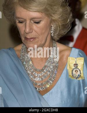 Camilla, duchesse de Cornwall, assiste au banquet des chefs de gouvernement du Commonwealth à Kampala, en Ouganda Banque D'Images