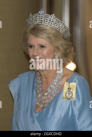 Camilla, duchesse de Cornwall, assiste au banquet des chefs de gouvernement du Commonwealth à Kampala, en Ouganda Banque D'Images