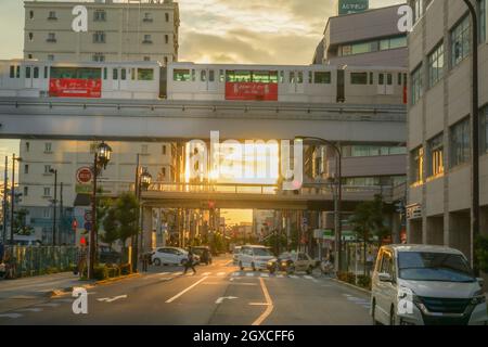 L'horizon de Tachikawa est illuminé au crépuscule. Lieu de tournage : Tokyo Tachikawa Banque D'Images