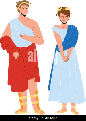 Roman Homme et femme en vêtements traditionnels Vector Illustration de Vecteur