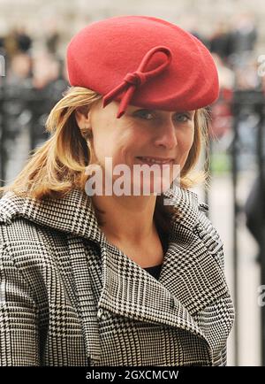 Sarah Brown arrive pour le Commonwealth Day observance Service à l'abbaye de Westminster à Londres, en Angleterre. Banque D'Images