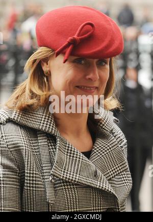 Sarah Brown arrive pour le Commonwealth Day observance Service à l'abbaye de Westminster à Londres, en Angleterre. Banque D'Images