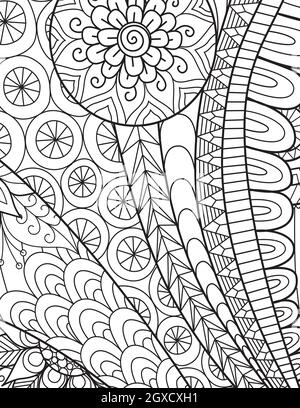 Fleurs abstraites pour le fond, livre de coloriage, page de coloriage avec la taille 8.5x11. Illustration vectorielle. Illustration de Vecteur