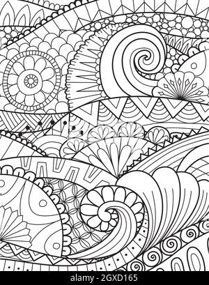 Fleurs abstraites pour le fond, livre de coloriage, page de coloriage avec la taille 8.5x11. Illustration vectorielle. Illustration de Vecteur