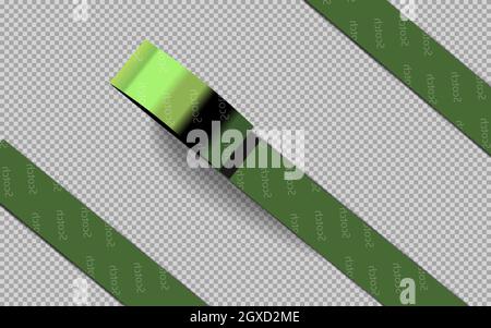 Rouleau de scotch vert réaliste sur fond transparent. Objet 3D vectoriel isolé. SPE 10 Illustration de Vecteur