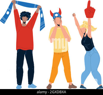 Les fans de sport applaudissent et crient ensemble Vector Illustration de Vecteur