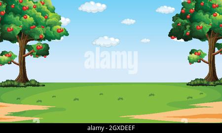 Scène vierge de paysage de parc naturel à l'illustration de jour Illustration de Vecteur