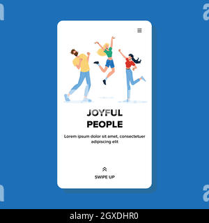 Des gens joyeux célèbrent l'illustration du vecteur de danse et de saut Illustration de Vecteur