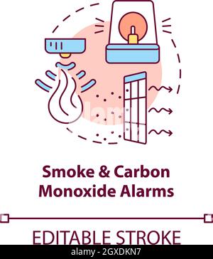 Icône de concept des alarmes de fumée et de monoxyde de carbone Illustration de Vecteur