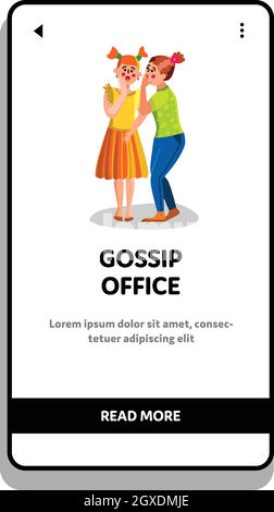 Gossip Office Woman Whispering Secret Ear Vector Illustration de Vecteur