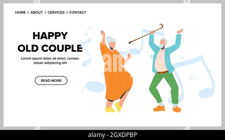 Joyeux vieux couple dansant Celebrative Time Vector Illustration de Vecteur