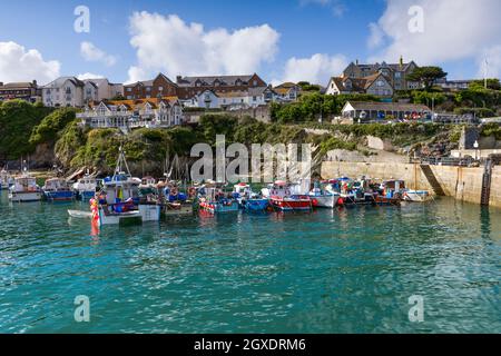 Le pittoresque port historique de Newquay à Newquay, sur la côte nord de Cornwall. Banque D'Images