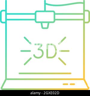 icône de vecteur linéaire de gradient de l'imprimante 3d Illustration de Vecteur