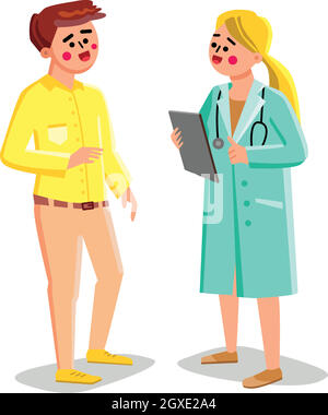 Médecin parlant avec le patient en milieu hospitalier Vector Illustration de Vecteur