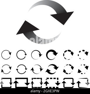 Redémarrer flèches interface boutons signes définir le vecteur Illustration de Vecteur