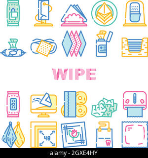 Ensemble d'icônes de collecte d'accessoires d'hygiène Wipe Set Vector Illustration de Vecteur