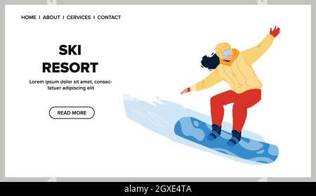 Station de ski et activités sportives sur Mountain Vector Illustration de Vecteur