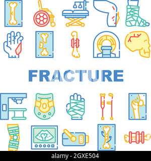 Les icônes de collecte d'accident de fracture définissent une illustration isolée Illustration de Vecteur