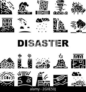 Les icônes de collecte de destruction après sinistre définissent le vecteur Illustration de Vecteur