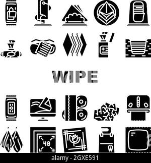 Ensemble d'icônes de collecte d'accessoires d'hygiène Wipe Set Vector Illustration de Vecteur