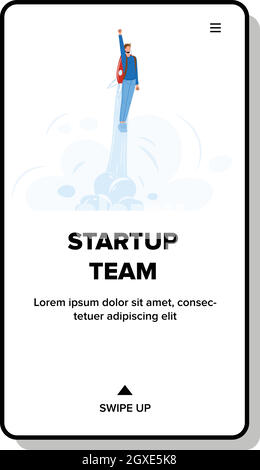 Démarrage Team Business Fly Man avec Jet Pack Vector Illustration de Vecteur