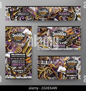 Ensemble de modèles d'identité d'entreprise Music Classic à vecteur de dessin animé Illustration de Vecteur