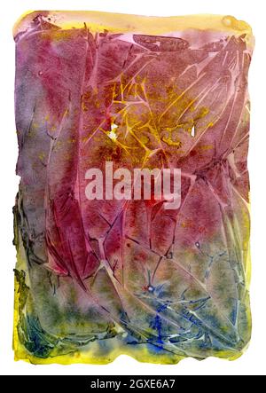 Abstraction de l'aquarelle en rouge, jaune et bleu. Banque D'Images