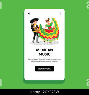 Musique mexicaine jouer sur guitare Mariachi Man Vector Illustration de Vecteur