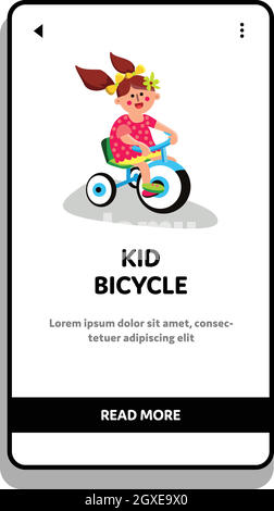 Kid Bicycle Riding petit enfant fille petit enfant Vector Illustration de Vecteur