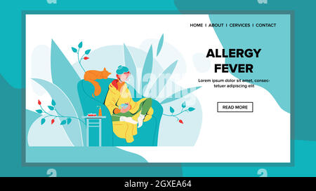 Allergie fièvre maladie femme assis dans la chaise Vector Illustration de Vecteur