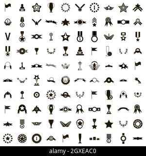 100 icônes de prix dans un style simple isolé sur fond blanc Banque D'Images