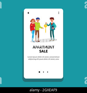 Vente d'appartement dans Agence immobilière Office Vector Illustration de Vecteur