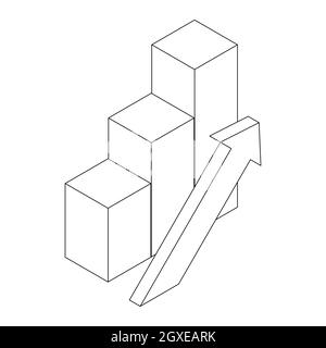 Icône de diagramme en style 3D isométrique isolée sur fond blanc Banque D'Images