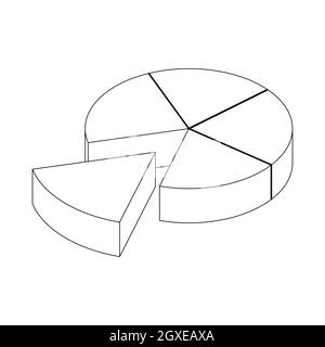 Icône de diagramme segmenté de style 3D isométrique isolée sur fond blanc Banque D'Images