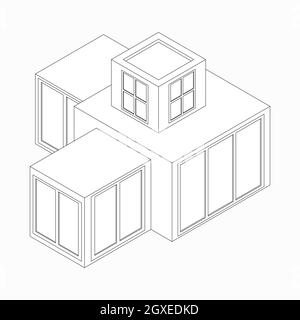 Icône de maison moderne de style 3D isométrique isolée sur fond blanc Banque D'Images