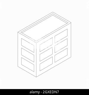 Icône de bâtiment de bureau de faible hauteur de style 3D isométrique isolée sur fond blanc. Bâtiment à trois étages Banque D'Images