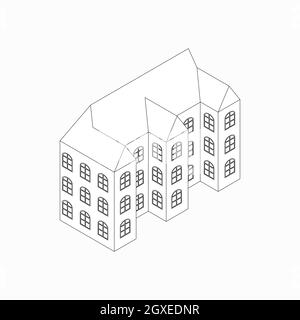 Icône de construction d'appartements en style 3D isométrique isolée sur fond blanc Banque D'Images