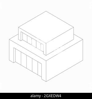 Icône moderne de maison abstraite en style 3D isométrique isolée sur fond blanc Banque D'Images