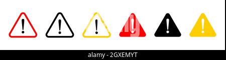 Signe de danger, signe d'avertissement, signe d'attention. Dessin au trait et style plat. Symbole d'avertissement de danger avec point d'exclamation Illustration de Vecteur