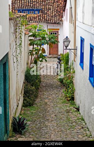 SAO JOAO DEL REI, MINAS GERAIS, BRÉSIL - 25 JANVIER 2020 : petite rue dans le centre historique Banque D'Images